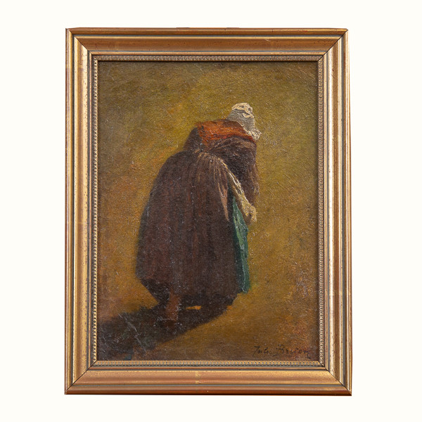 Jules Breton (1827-1906)  - Glaneuse courbée de dos, huile sur carton, vers 1853-1854