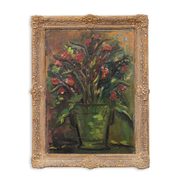 Gustave de Smet (1877-1943)  - Vase de fleurs, Huile sur toile contrecollée sur panneau