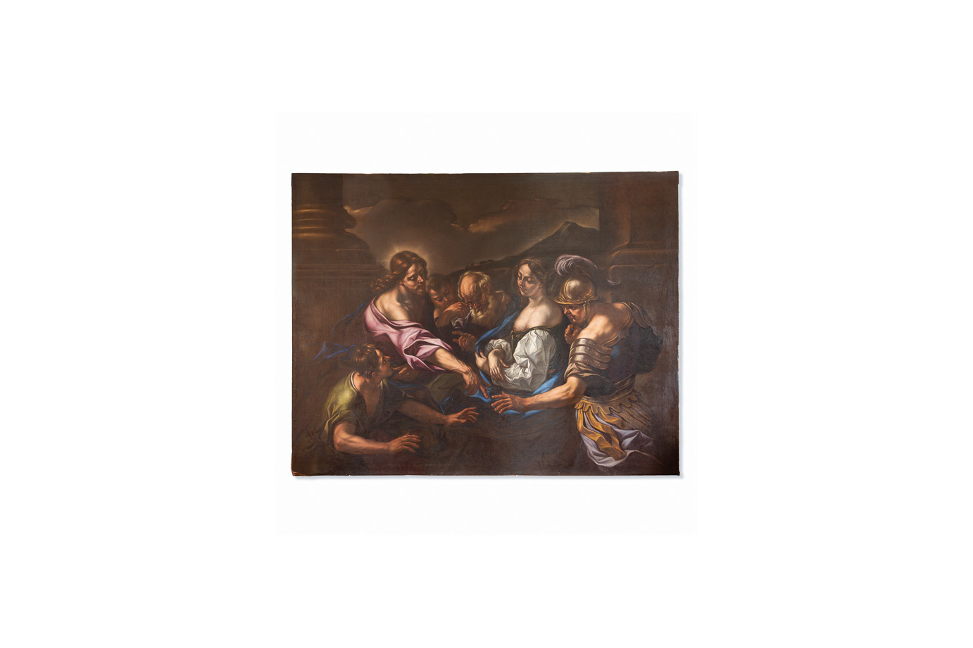 Giovanni Battista Beinaschi (1636-1688)  - Le Christ et la femme adultère, huile sur toile, 17ème