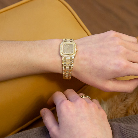 Audemars Piguet  - Royal Oak Lady - Montre bracelet femme en or jaune 18 carats avec bracelet serti de diamants