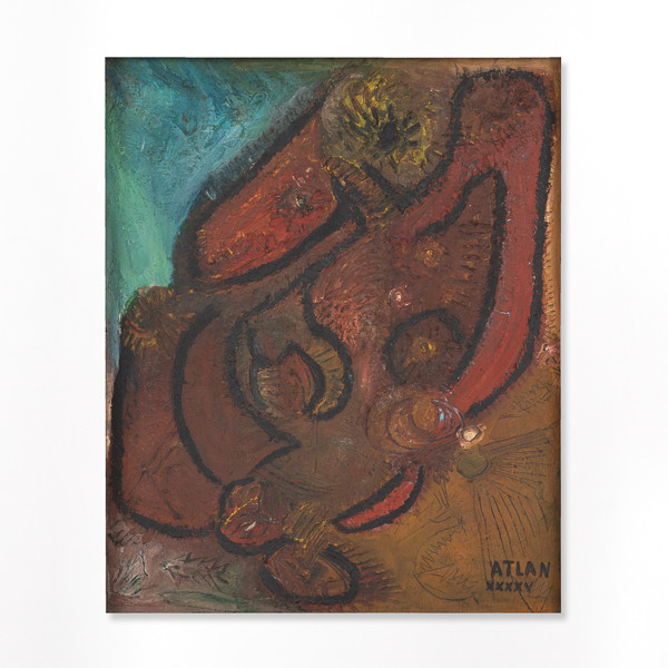 Jean-Michel Atlan (1913-1960)  - Composition, 1945, oil on Isorel
