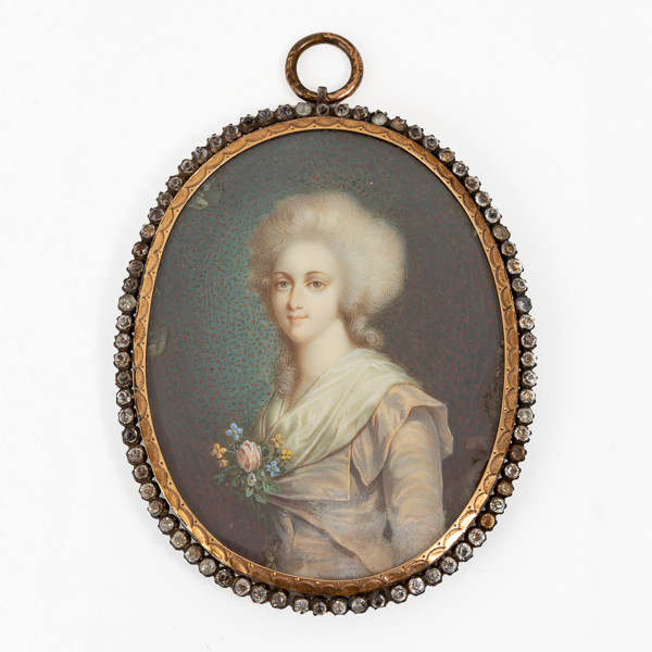 Attr. à François Dumont (1751-1831)  - Belle et importante miniature de la princesse Elisabeth