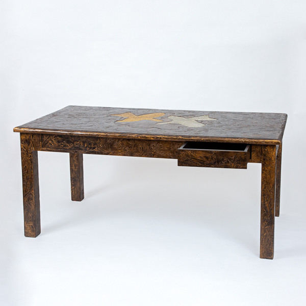 Georges Braque (1882-1963)  - Pelias and Nélée - Important wooden desk with gold and silver patina