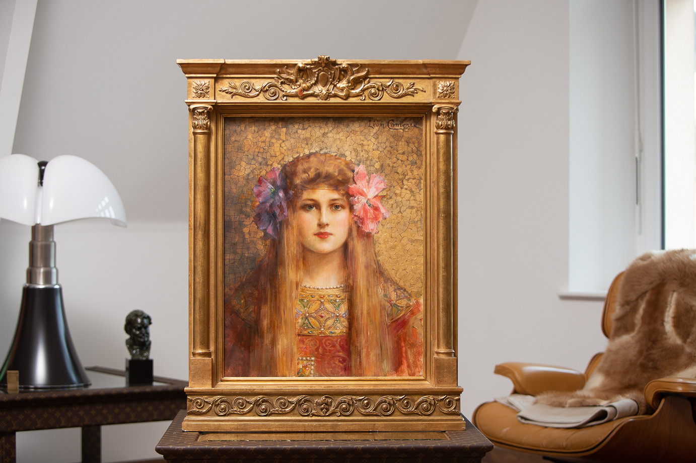 Léon-François Comerre (1850-1916)  - La Jeune fille aux camélias, huile sur toile